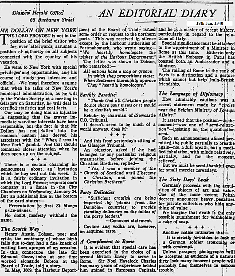 Snippets from the Glasgow Herald Air Raids in Scotland 19391944